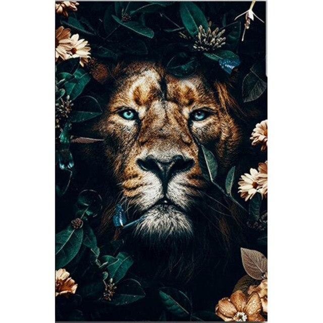 5d Full Round Diamond Painting Animals Wolf Tiger Lion Picture Round Rhinestone Embroidery Mosaic Cross Stitch Fabulous Art