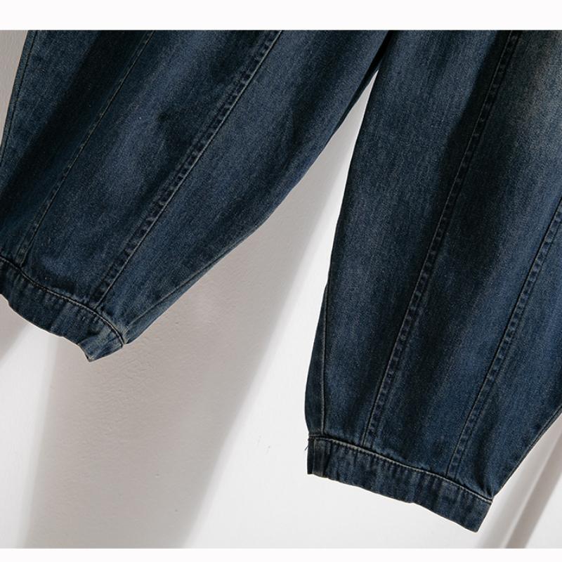 Dámské jaro podzim plus velikost ležérní volné kalhoty džíny s vysokým pasem