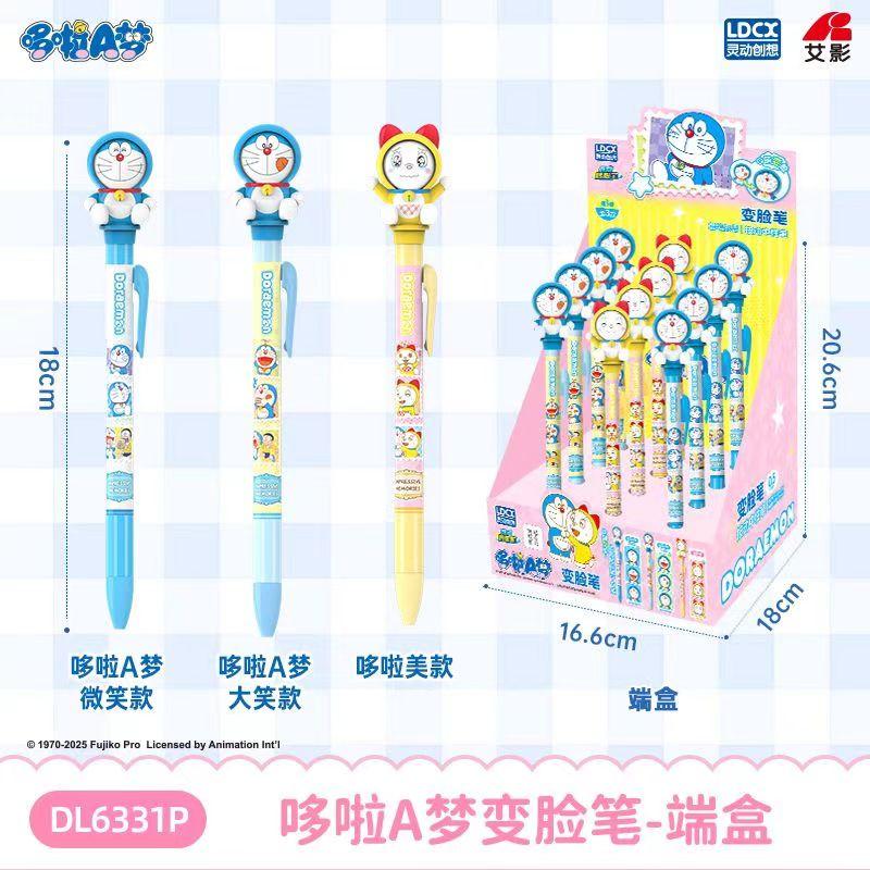 Ldcx Doraemon Zmieniający Twarz Długopis Żelowy i Długopis Księżycowy Typ Naciskowy Czarny Atrament Urocze Anime Artykuły Biurowe Odstresowujący Prezent