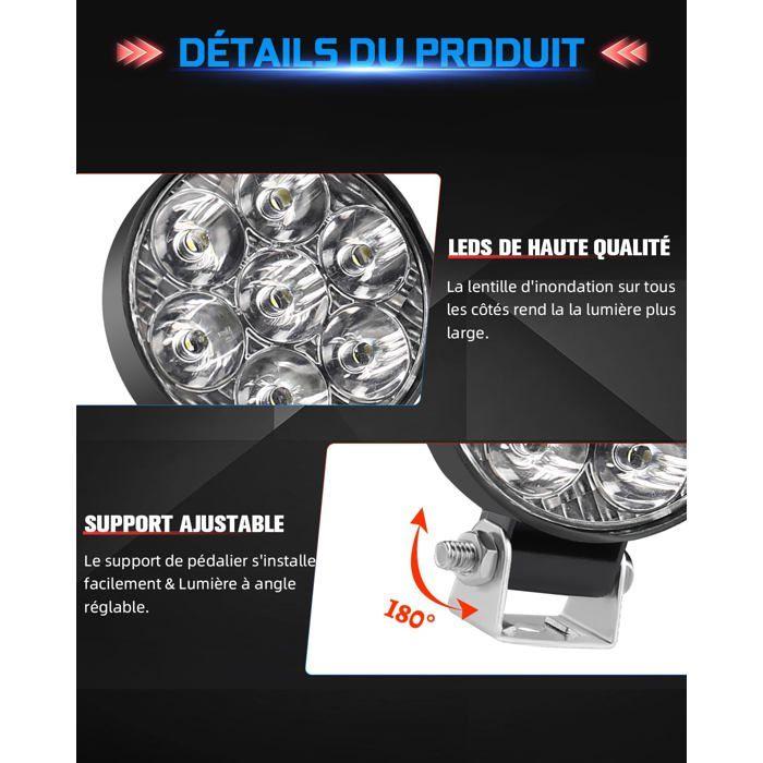 2.5 Pouces 24W Rond Phare De Travail Led 12v 24v, 2PCS Mini Phare De Travail Led IP68 6500K