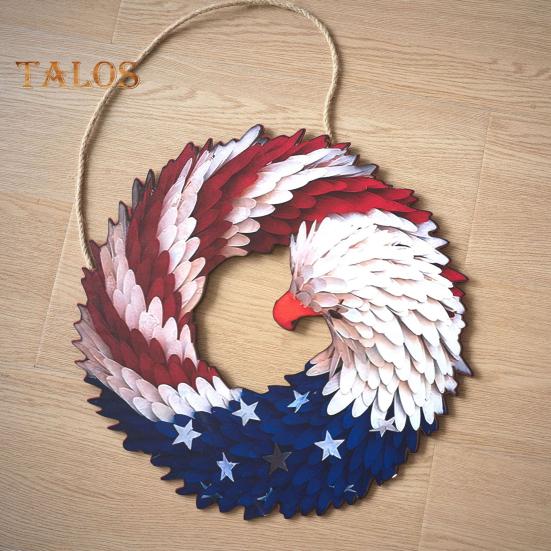 Renewed Wings Wreath Independence Day Decoration with Lanyard Easy To Hang Waterproof Door Sign Front Door Ornament