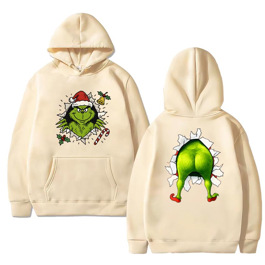 Funny Humor Grinch Christmas Hoodie Unisex Holiday Cute Green Movie Print Pullover 2025 Men Women Fleece Long Sleeve Sweatshirt