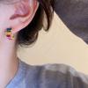 White Baihe colored gemstone ear clips, unique rainbow design, mosquito coil disc, no ear piercings, ear clips, new earrings.