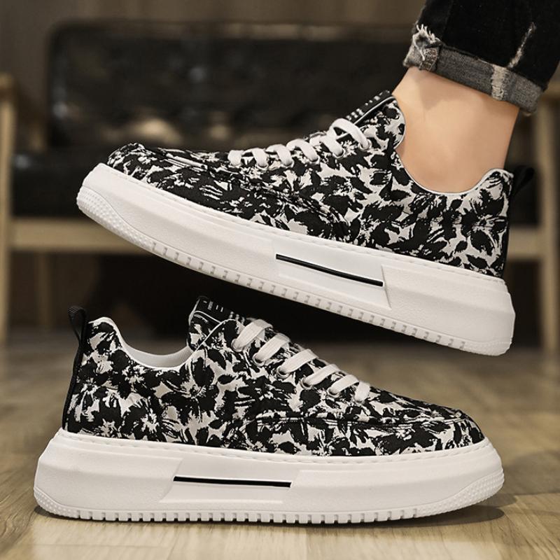 Mode Neue Herbst Plateau Schuhe Dicke Sohle Bedruckt Herren Trendiges Design Vielseitige Höhenverstärkende Sneaker Freizeitschuhe für Herren