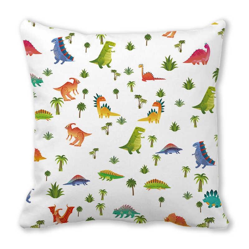 Office Sofa Car Cushion Cover Luxury Home Decoration Pillow Cover Cute Cartoon Little Dinosaur Animal Pattern