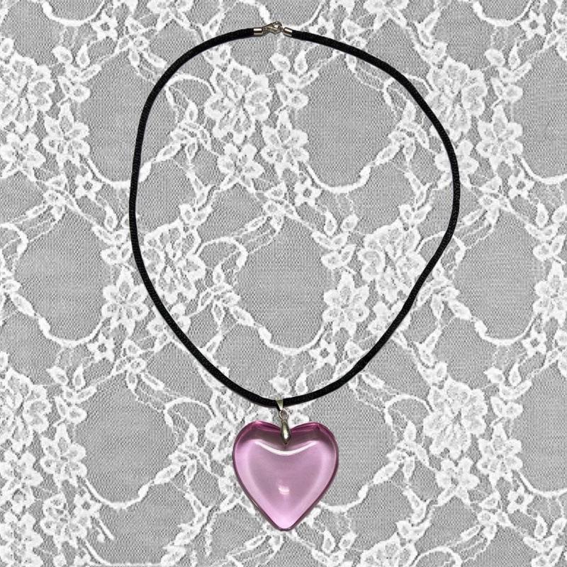 Pink Heart Pendant Necklace - Fashion Hip Hop Love Jewelry for Girls & Party Gifts