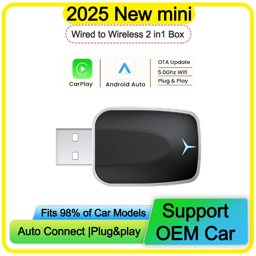 

NEW Wireless Carplay Adapter Android Auto 2in1 Smart Mini Box WIFI BT Auto Connect For Toyota FORD Volvo Benz MG Kia MAZDA