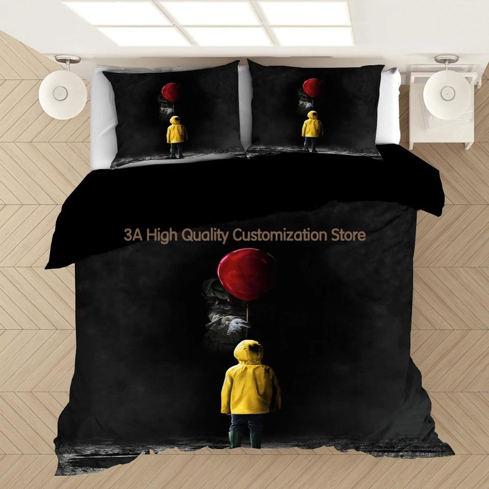 Pennywise-IT Bedding Set Duvet Covers Horror Movie Clown Series Comforter Bedding Sets Bedclothes Bed Linen(NO Sheet) AYR