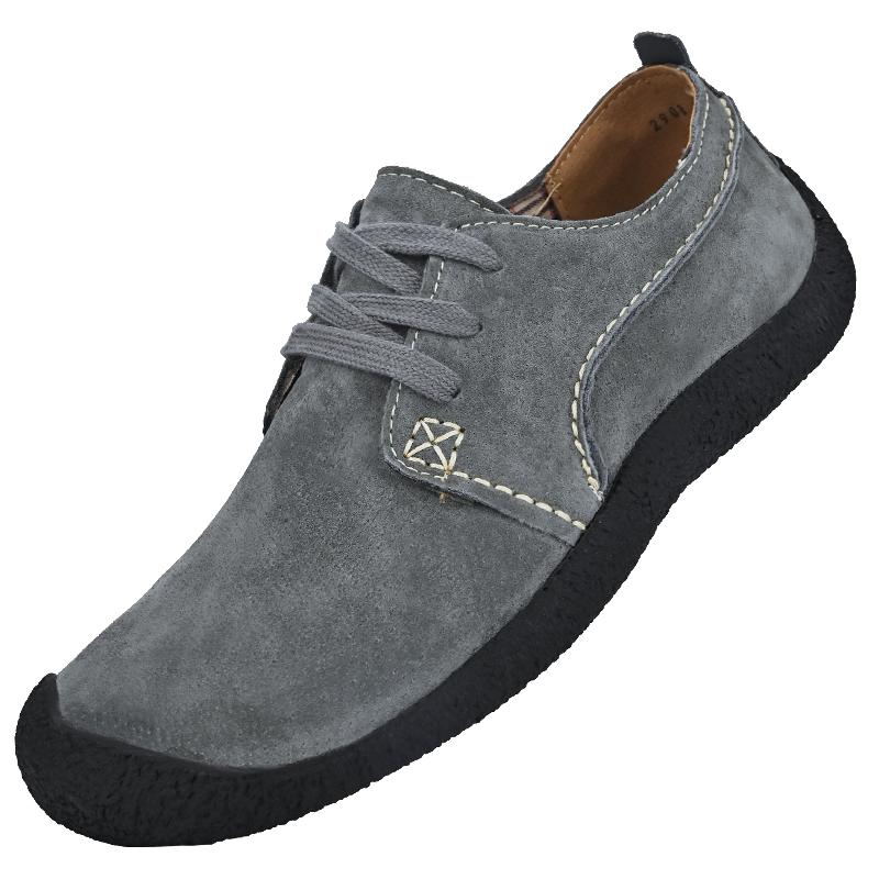 

Мода 2024 года, сшитые вручную кожаные туфли с мягкой подошвой для мужчин, легкие нескользящие повседневные туфли для альпинизма, мокасины для вождения для мужчин 38 серый