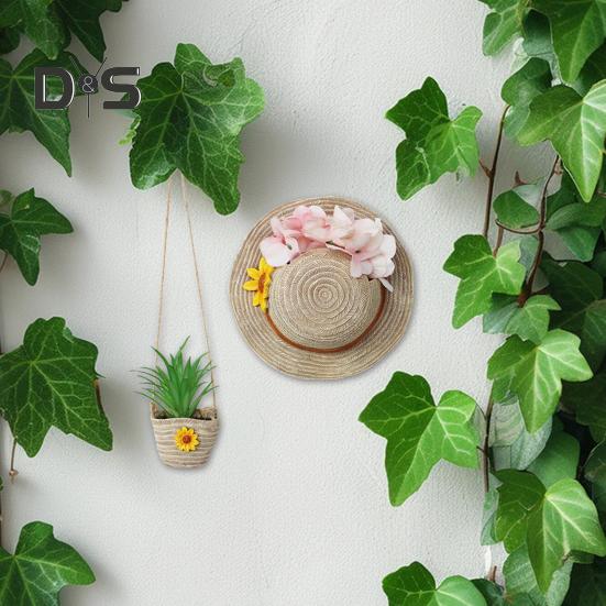 Farmhouse Boho Wall Planter Straw Hat Shoulder Bag Flower Pot Resin Bonsai Plant Pot for Indoor Outdoor Balcony Garden Decor Succulents Dried Flowers