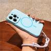 For iPhone 16 Pro Max Case Compatible with MagSafe Precise Cutouts Liquid Silicone+PC Phone Cover with Wrist Strap