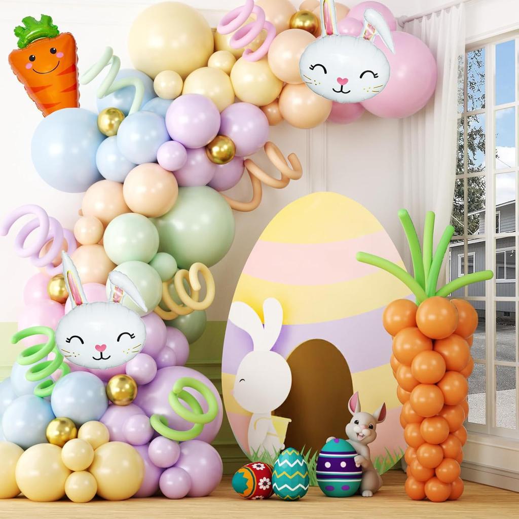 Easter Egg Balloons Inflatable Hatching Design Bunny Foil Balloons Kit for Easter Party Decorations Birthday Home Celebration