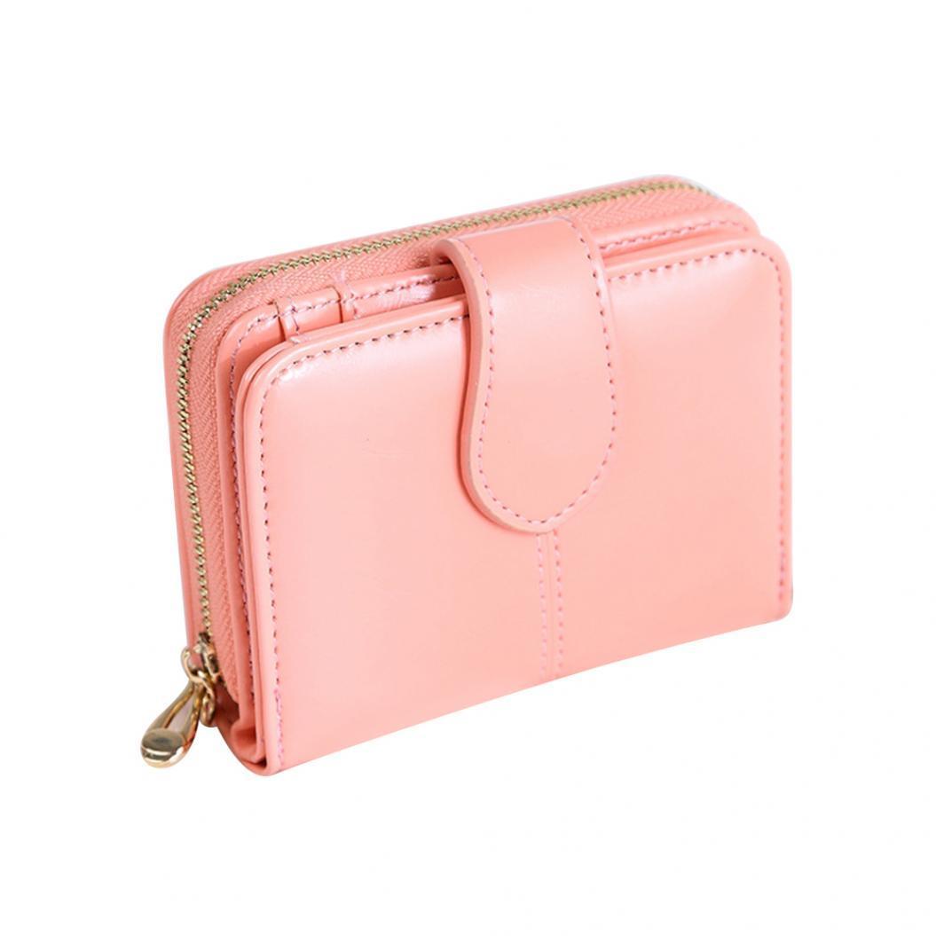 

Винтажный женский кошелек из искусственной кожи, небольшой держатель для карт, короткий кошелек, рождественский подарок MIT розовый