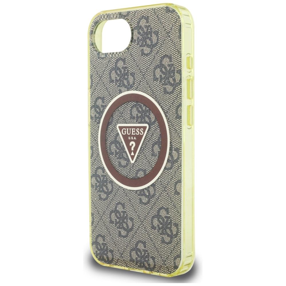 Etui Guess Iml Metal Glitter 4G Circle   Triangle Magsafe Do Iphone 16E Brązowy