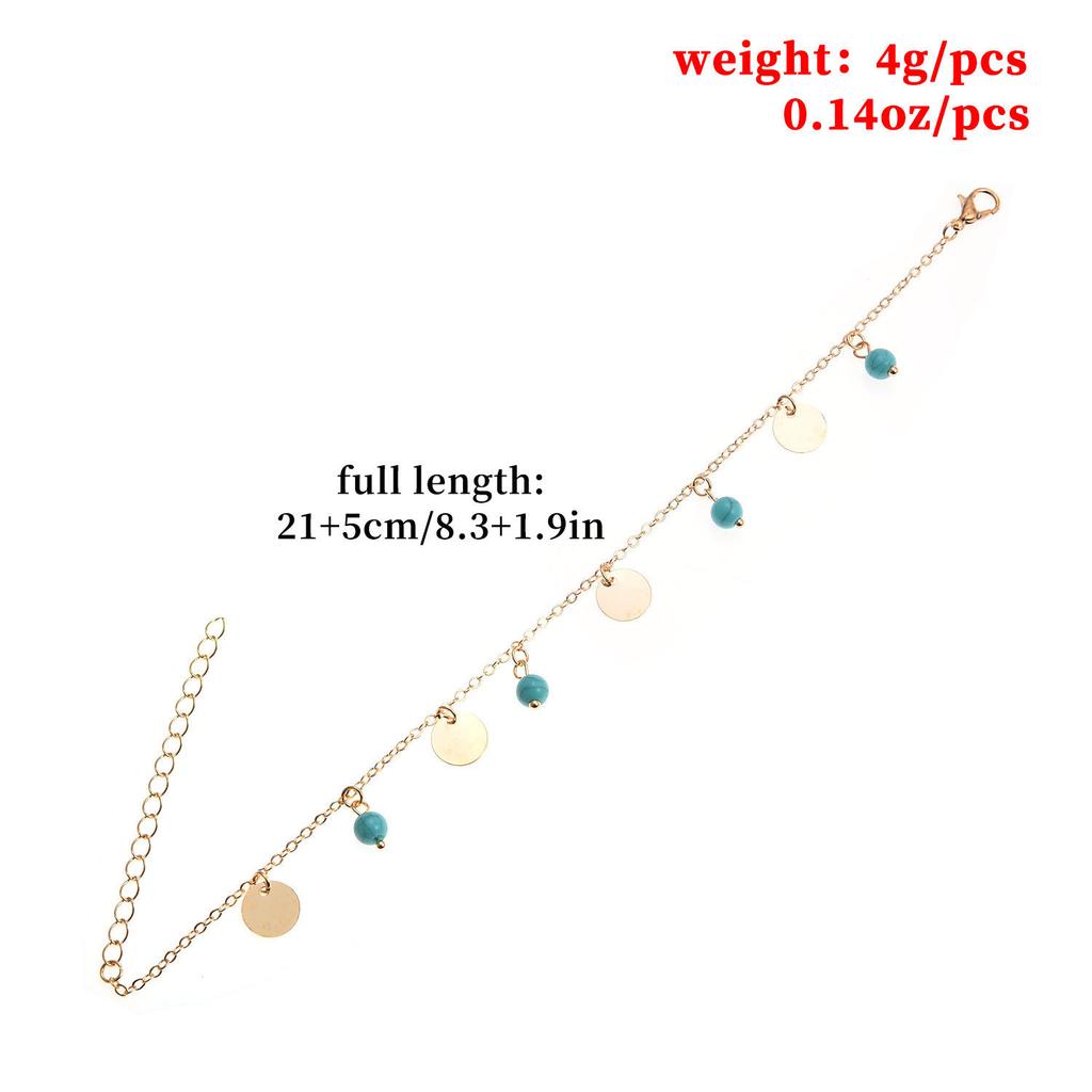 European, American spring and summer new accessories, simple turquoise disc pendant feet, women's personalized beach anklets