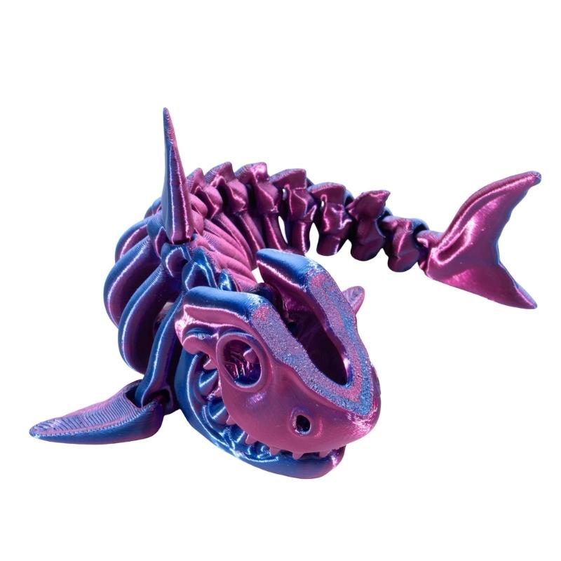 3D Printed Shark Bone Ornament with Articulated Design Flexible Joint Animal Figurine For Desk Toy Home Office Decors