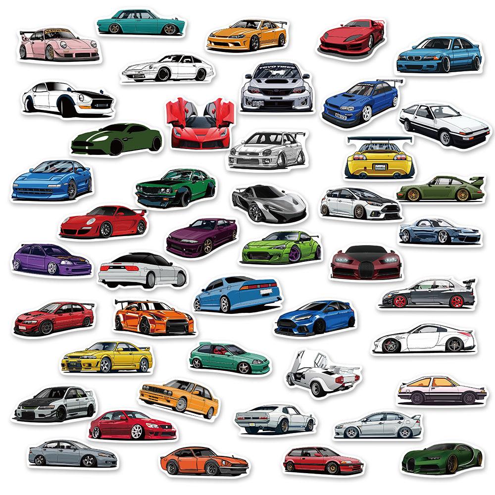 10/30/50/100pcs Cartoon Vintage Racing Car Stickers Cool Graffiti Sticker DIY Laptop Motorcycle Skateboard Decals