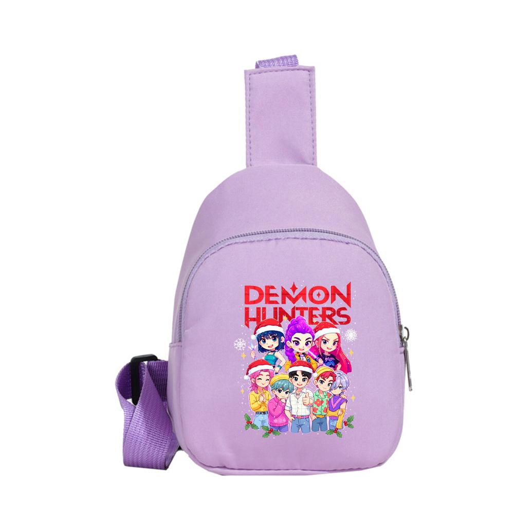 Christmas K-pop Demon Hunters Printed Kawaii Chest Pack for Boy Girl Anime Cartoon Shoulder Bag Students Portable Crossbody Pouch Chest Bag Kid Gift