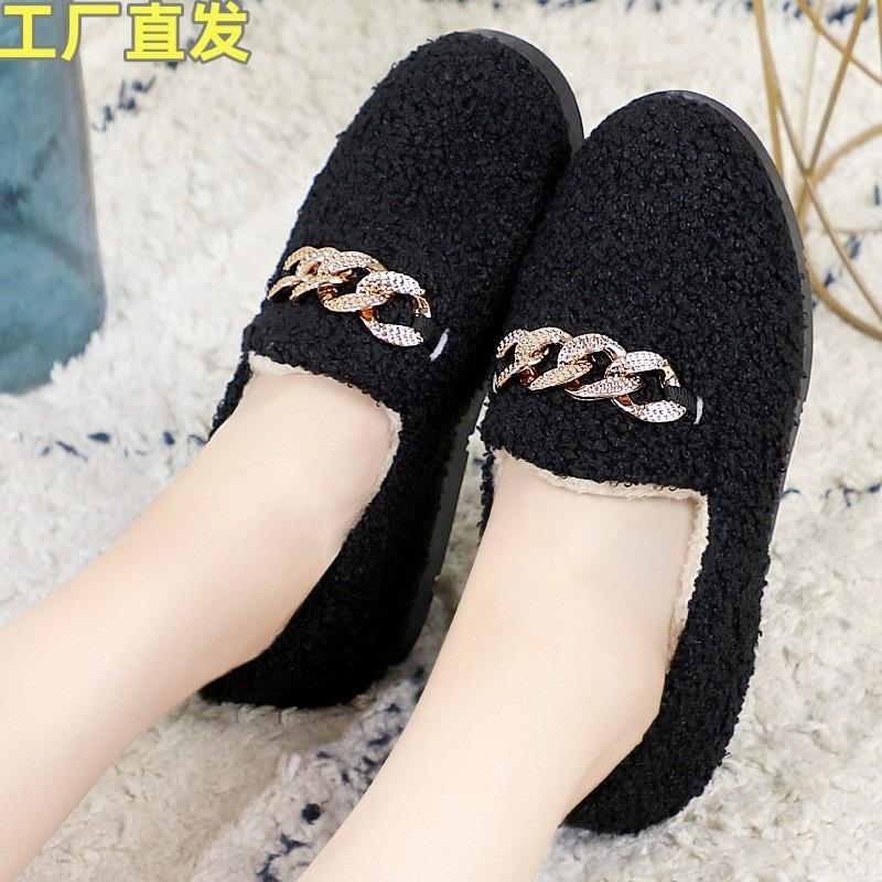 Doudou shoes, warm in autumn and winter, thick-soled new Mao Mao shoes, flat-soled versatile cotton shoes, velvet mother