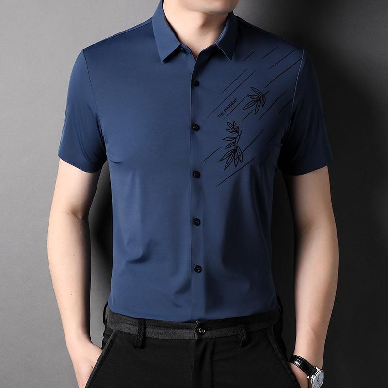 Summer New Young and Middle-Aged Men's Thin Shirt Short Sleeve Lapel Casual Business Cardigan Dad