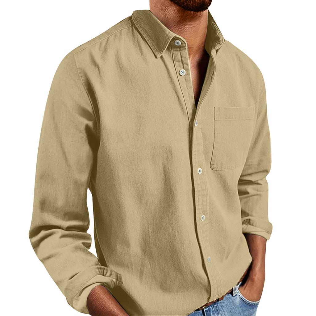 Designer Frühling Sommer Herren Freizeit Baumwolle Leinen Farbe Langarmhemden Lockere Hemden