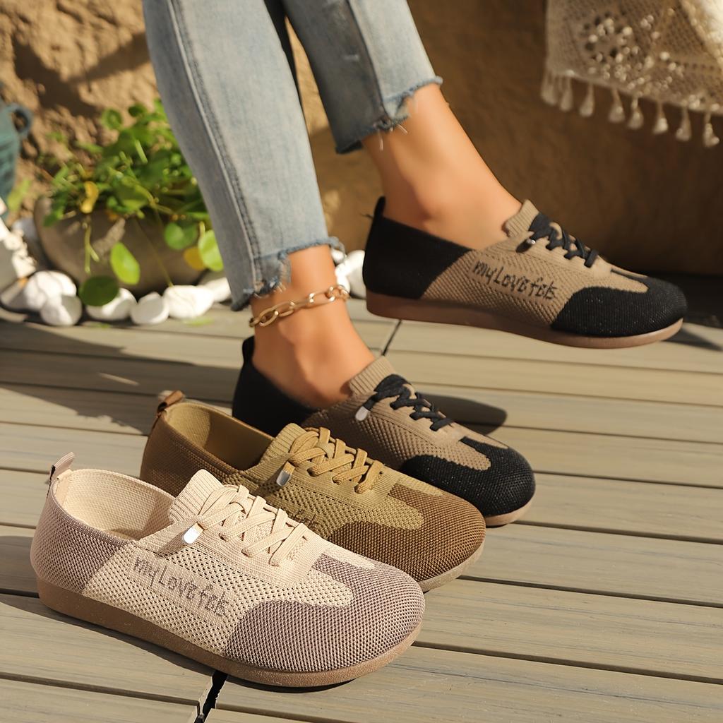 Women's Fall New Arrival Retro Breathable Slip-On Casual Shoes Color-Blocked Versatile Sneakers