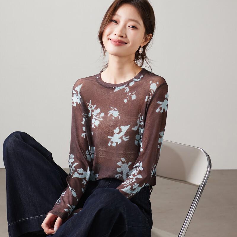 SOFSIL Women s Retro Ink Dye Print Long Sleeve T-Shirt M