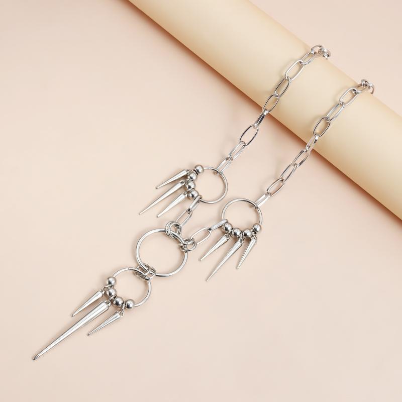Punk Grunge Rock Rivet Chain Earrings Cool Handmade Geometric Necklace Goth Charm Jewelry Hip Hop Accessories
