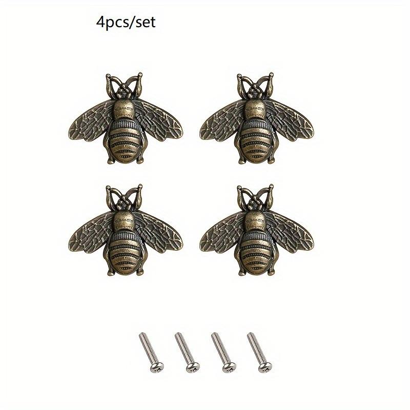 4pcs Retro Bee Cabinet Pulls, Zinc Alloy Metal Drawer Pulls,  Polished Furniture Knobs,Retro Beehive Style Bar Hardware,for Home