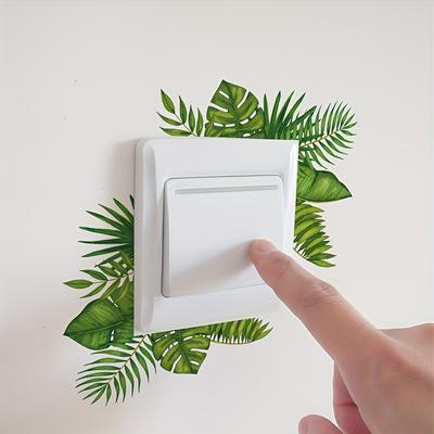 Tropical Leaf Switch Stickers Removable PVC Waterproof Decorative Decal for Living Room Bedroom Kitchen Bathroom Home Wall Decor