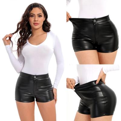 High-waisted Package Hip PU Leather Elastic Tight Sexy Super Short Female Casual Leather Pants