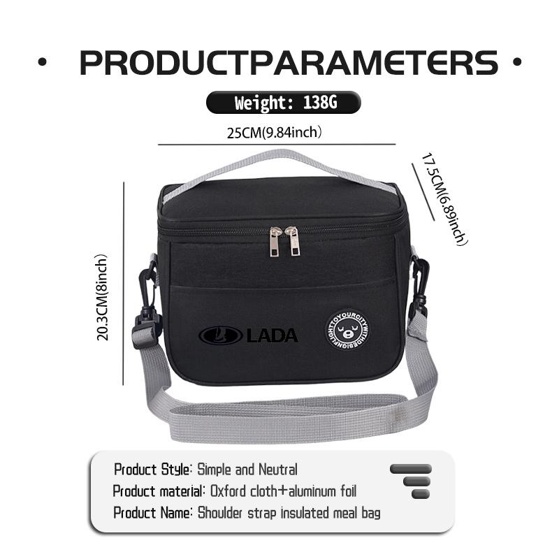 Portable Lunch Bag Thermal Box Durable Car Logo Lunchbox Shoulder Strap Insulated Case For Lada Niva Vesta Granta Riva Samara XDQA3