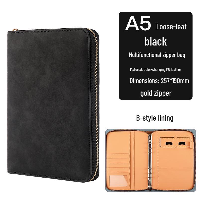 Custom Business Notebook with Zipper Bag - Multifunctional A6/B5 Notepad & Manager Folder