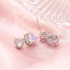 Elegant Zirconia Heart Earrings: French Style, High-End Shine
