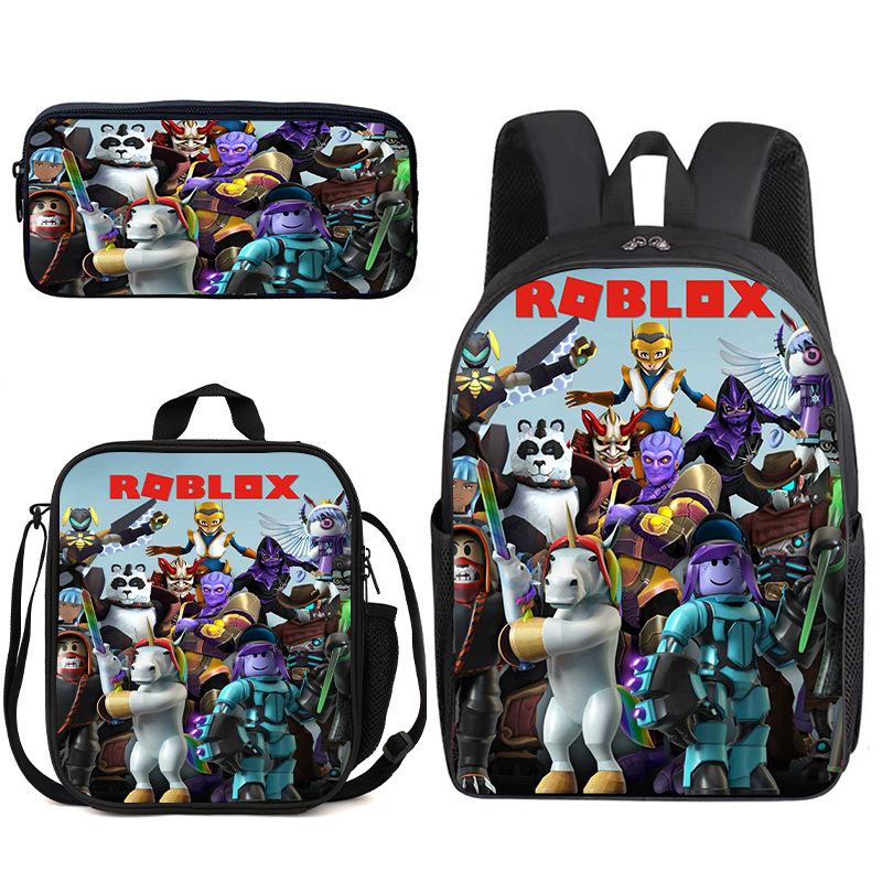Zaino Anime 3D Tre Pezzi Roblox Zaino Studente Borsa Pranzo Astuccio Zaino Scolastico Stampato