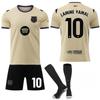 Kids Lamine Yamal 25/26 FC Barcelona No. 10 Jersey Breathable Polyester Yellow Youth Soccer Kit