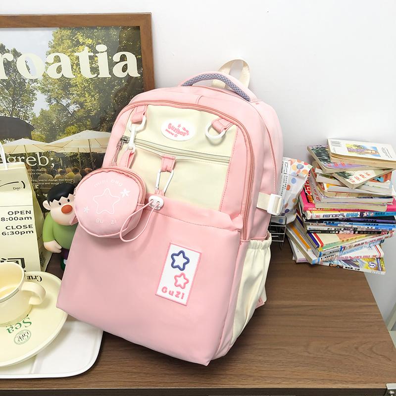 Dámský batoh Color Block pro studenty střední školy Schoolbag Star Velkokapacitní batoh