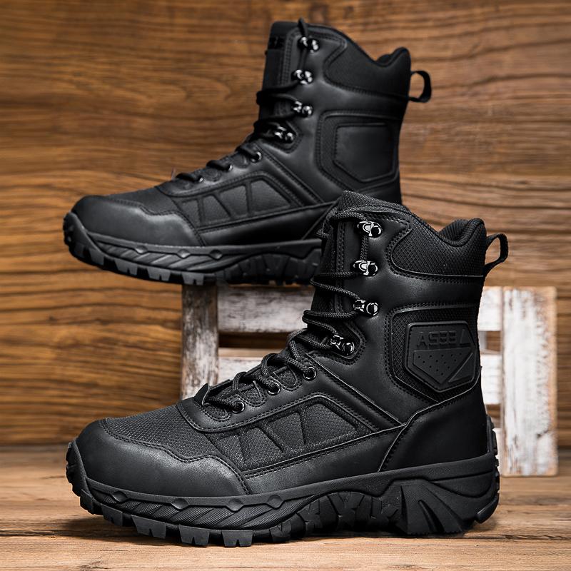 Men's Climbing Shoes Tactical Boots Waterproof Military High Quality Motorcycle Hunting Hiking Shoes Breathable Boots