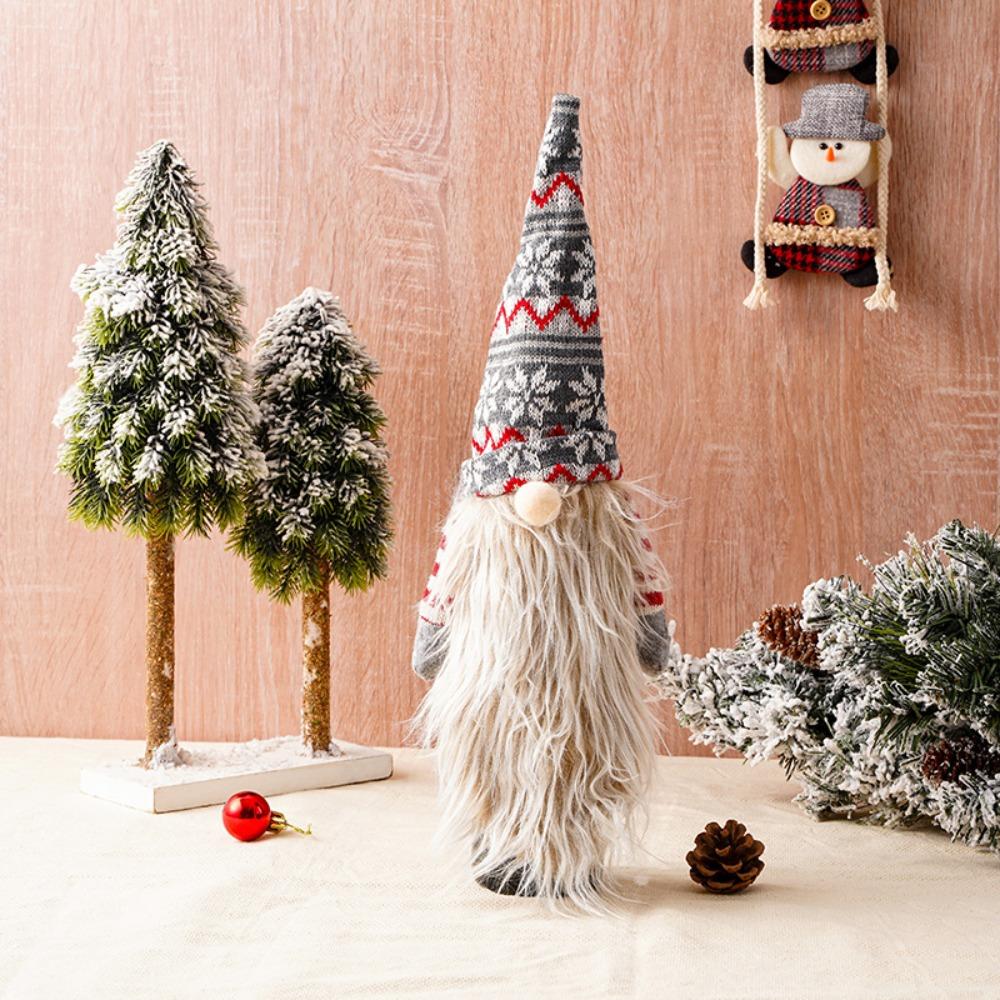 Knitted Christmas Wine Bottle Sweater with Long Beard Wine Bottle Caps  Party