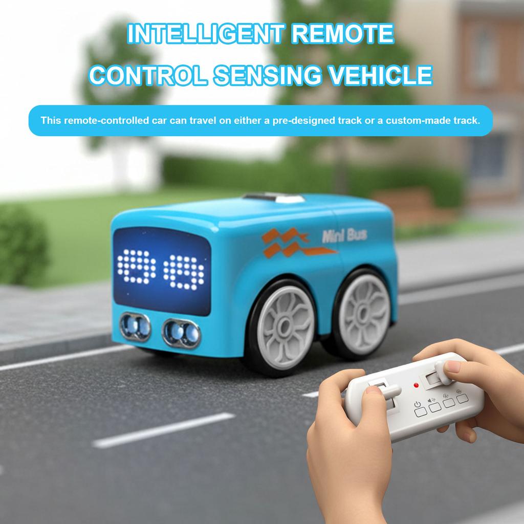 RC Intelligent Mini Bus Follows Drawn Black Lines with Soccer Control Smart Gesture Sensing Induction Mini Bus for Kids Play
