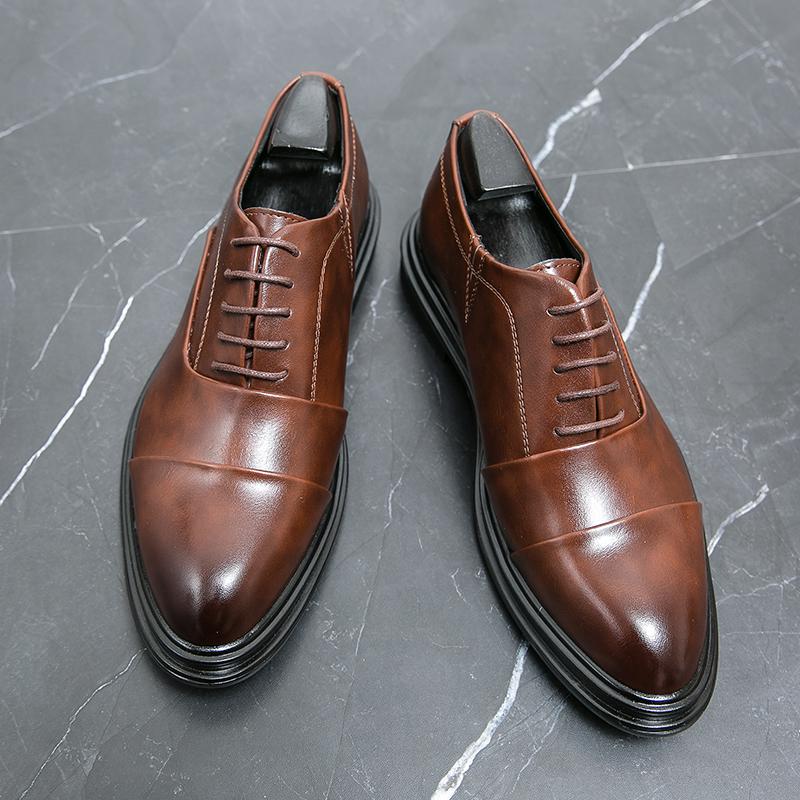 Leather Shoes Young British Dress Casual Business Sense Leather Shoes Wedding Groom Suit Height Increase