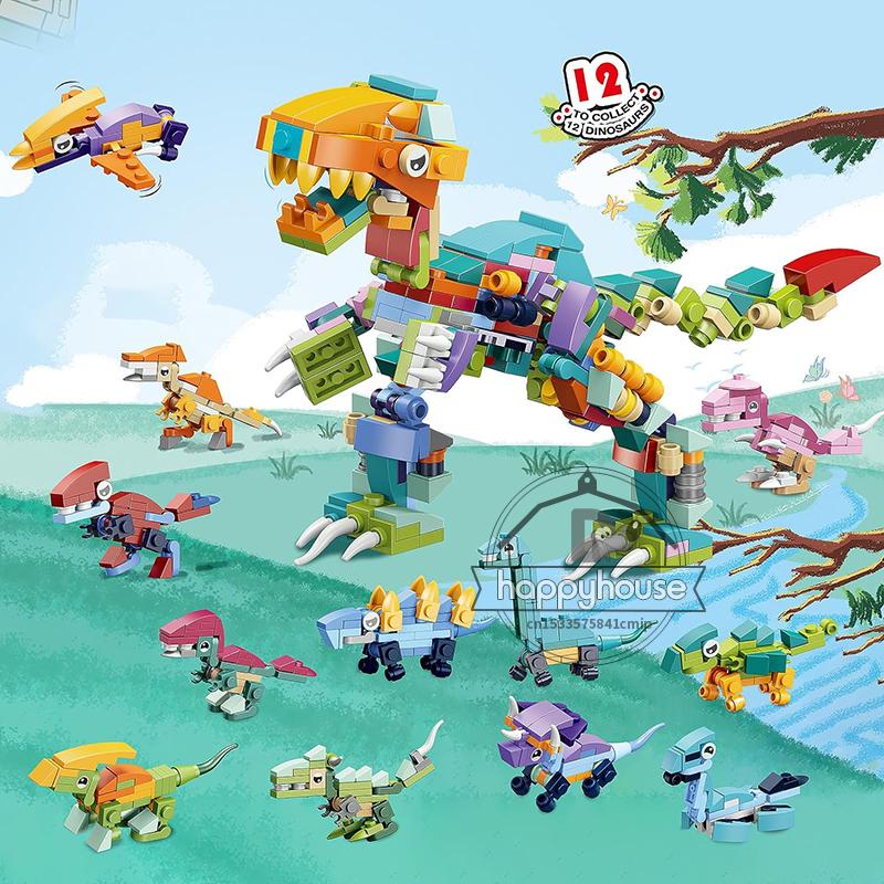 12 in 1 Dinosaur Building Block Set for Kids 12 Pack Mini Animals Building Sets for Boys Girls STEM Montessori Educational Toys