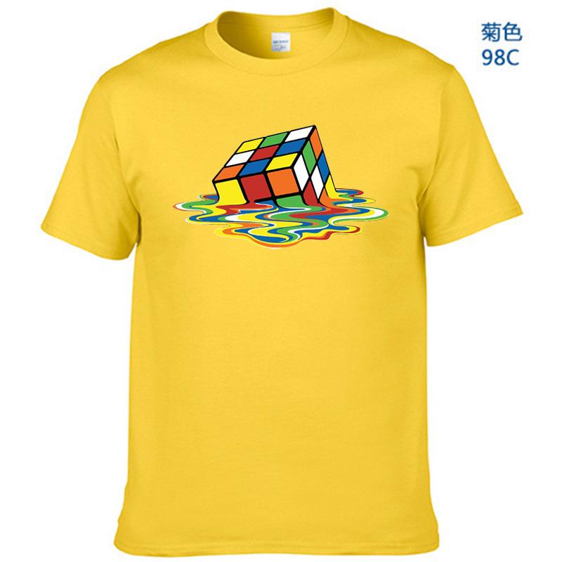 Letní bavlněné tričko s potiskem Rubikovy kostky, vtipné hipster grafické tričko, top, unisex, pánské s krátkým rukávem, cool trička