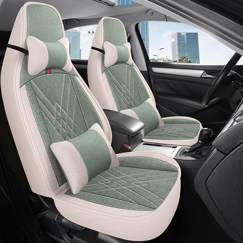 Seagull Car Seat Cushions (Models 23/24) - All-Season Linen Covers for New Energy Vehicles, Full Coverage.