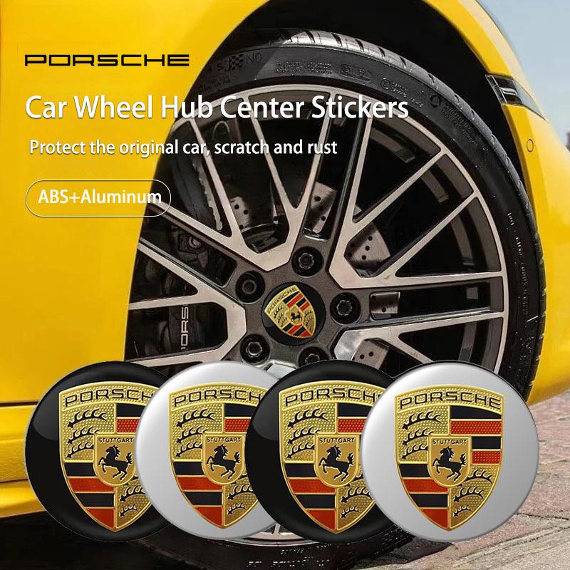 4Pcs 56MM Car Styling Wheel Center Hub Cap Stickers Accessories For Porsche 911 718 Taycan Panamera Cayenne Macan Boxster Cayman