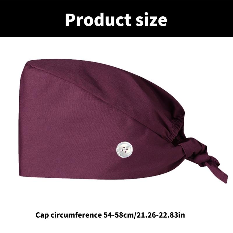 Working Hat for Women Man Solid Color Scrub Caps Doctor Hat Nurse Hat Adjustable Surgical Caps Beauty Salon Working Hat