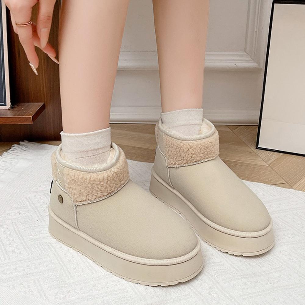 Fashion Thick Plush Platform Snow Boots Women Winter Keep Warm Cotton Shoes Woman Suede Round Toe Slip-On Comfortable Ankle Boots
