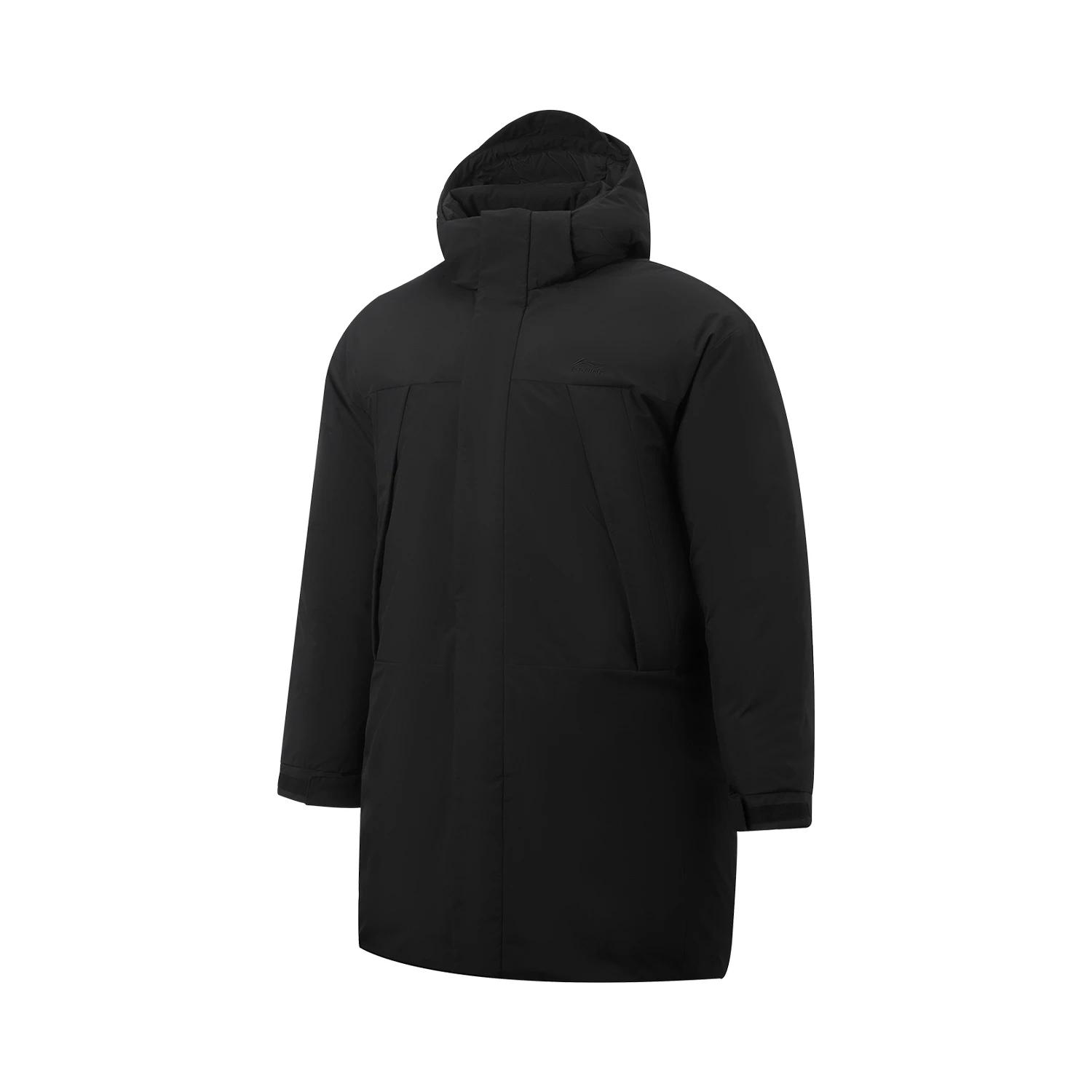 Li-Ning Sport Lifestyle Series Solid Color Simple Versatile Fashion Long Down Jacket Men outerwear AYMV547-1 M