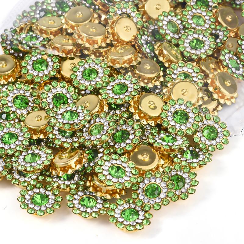 Sun Flower Claw Diamond, Glass Flower-Shaped Rhinestone Buckle Hand Seam Diamond, Round Flower Plate Grab Diamond Diy Jewelry Button Decoration