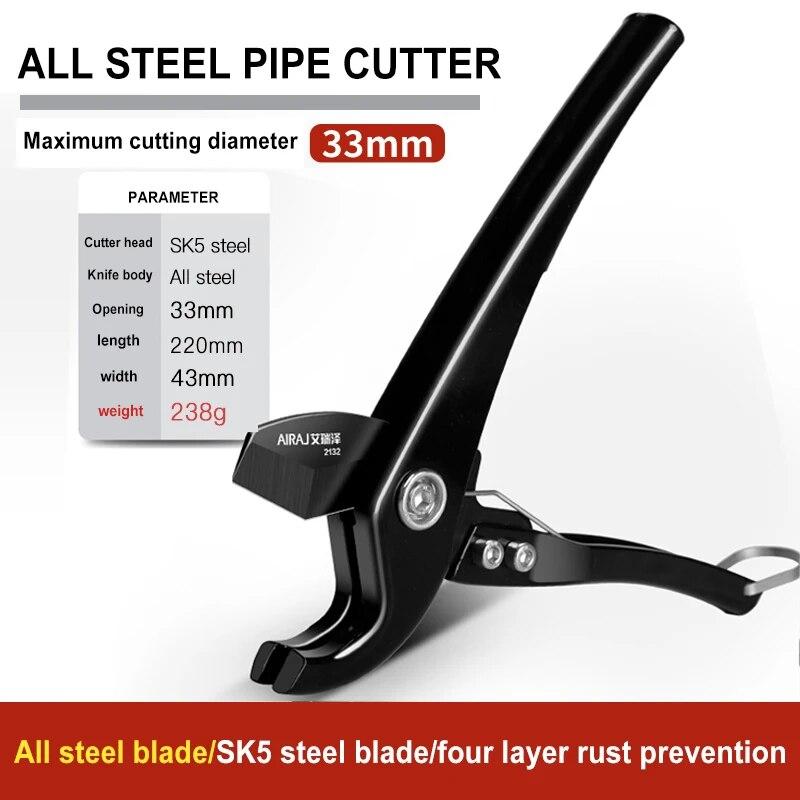 

Труборез AIRAJ 32-42MM Трубные ножницы SK5 Материал Трещотка ПВХ/ПУ/ПП/ПЭ Труборез для шлангов Ножницы Ручные инструменты Инструменты для ремонта